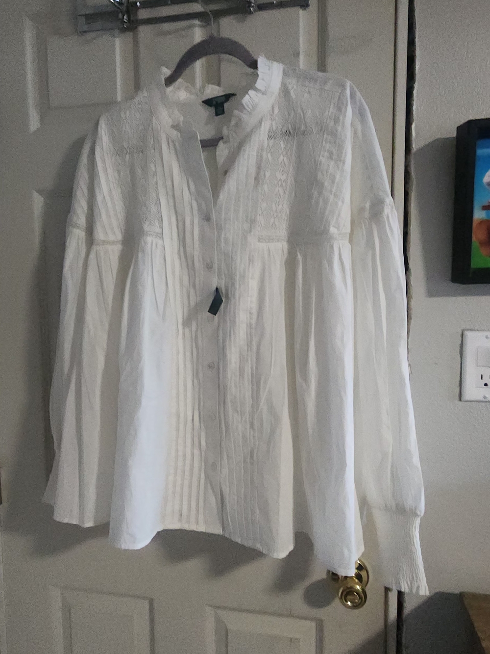 Terra & Sky White Pintuck Button-Down Shirt